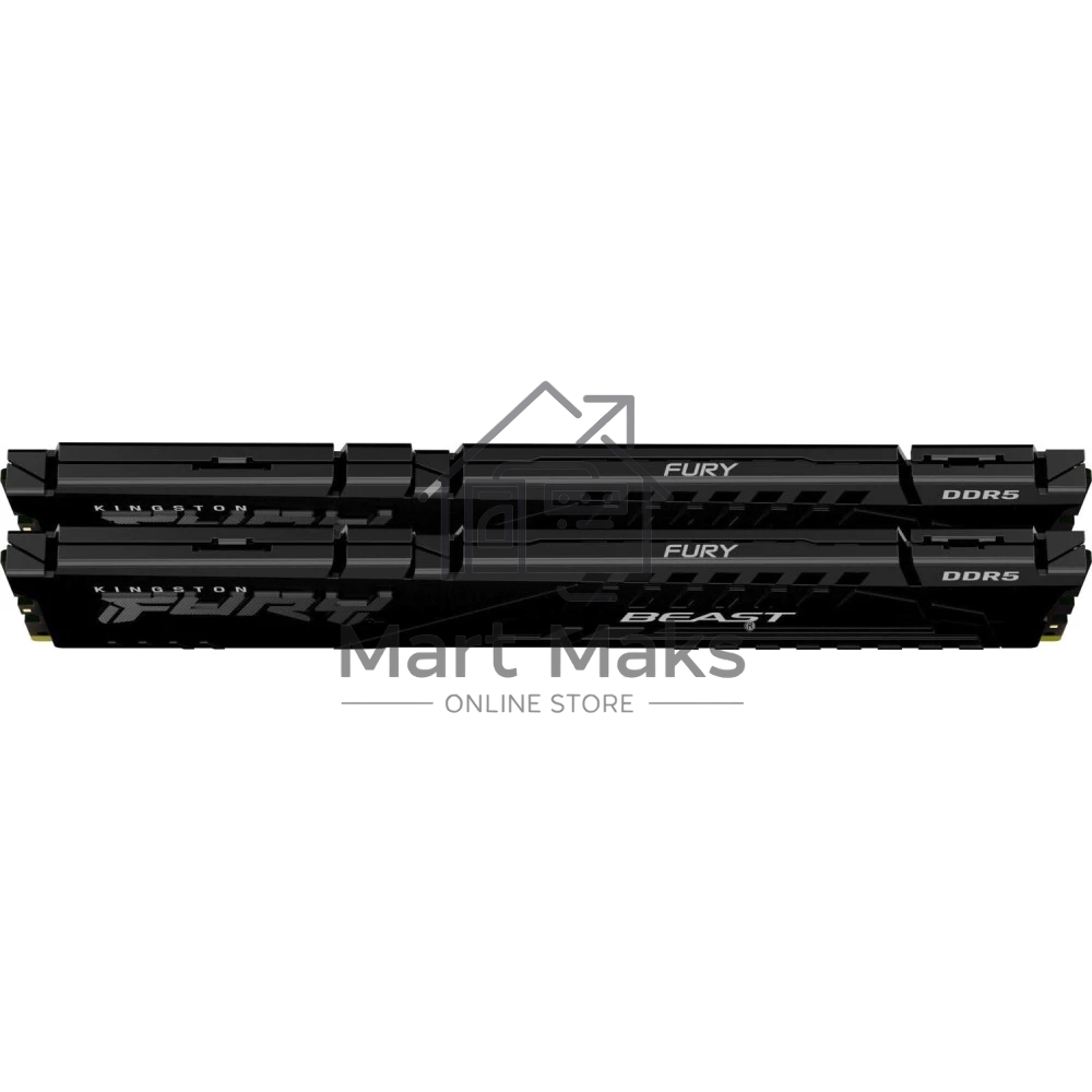 Оперативная память Kingston Fury Beast, DDR5, 32GB (2x16GB), 6000MHz, CL30, DIMM, с радиатором, черный