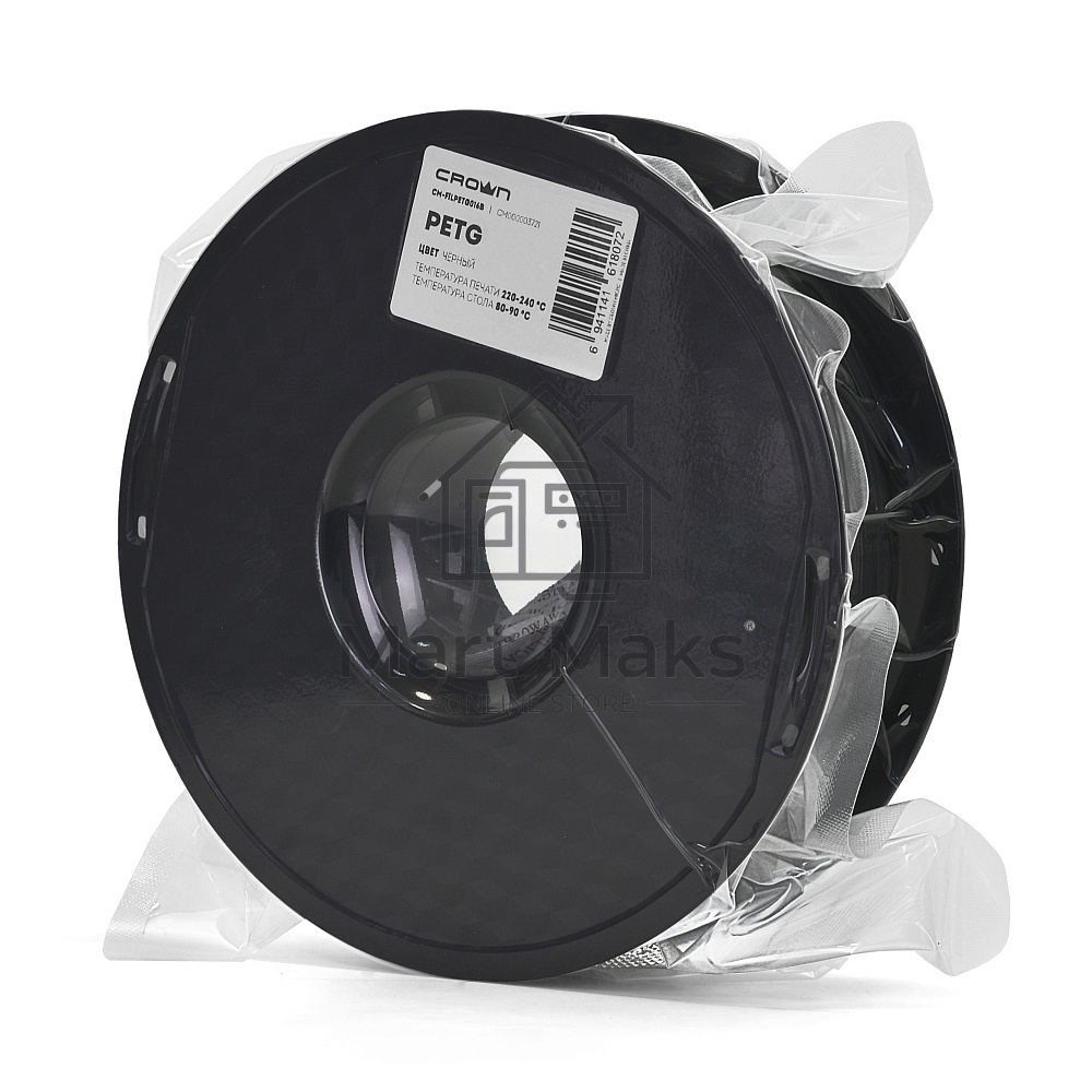 Филамент Crown Micro CM-FILPETG016B PETG 1.75 1кг чёрный