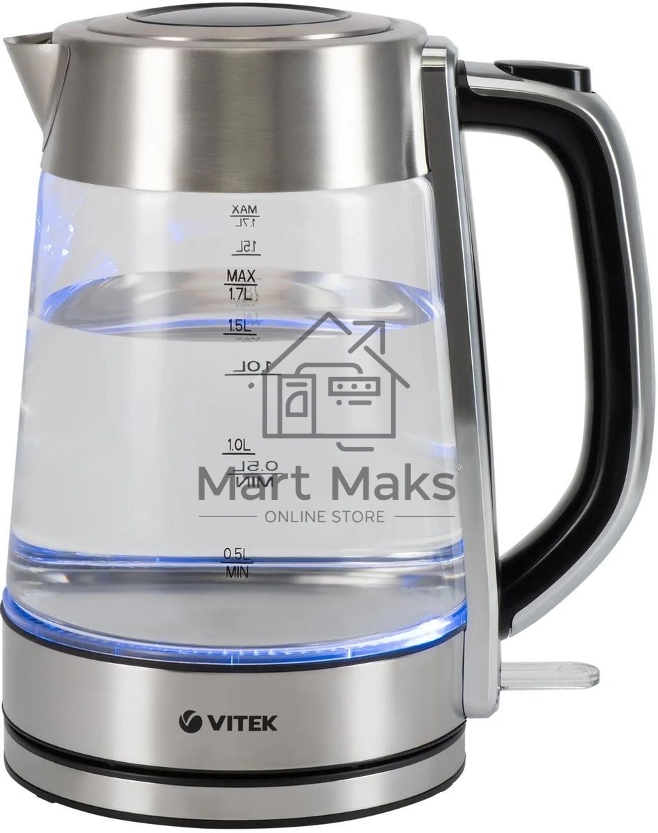 Чайник электрический Vitek VT-1184 1.7л. 2200Вт серебристый корпус: стекло/металл