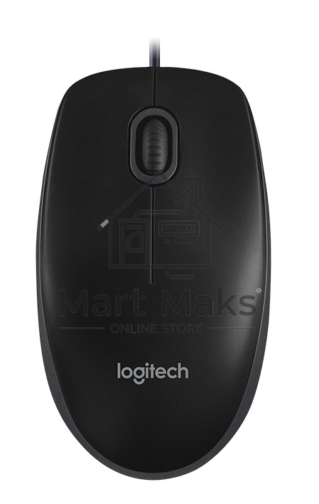 Мышь проводная Logitech B100 черный, 1000 dpi, USB, кнопки - 3