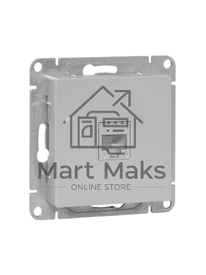 Механизм розетки RJ45 (cat5) EKF UP1-SOA-RJ45-5 алюминий Эпика