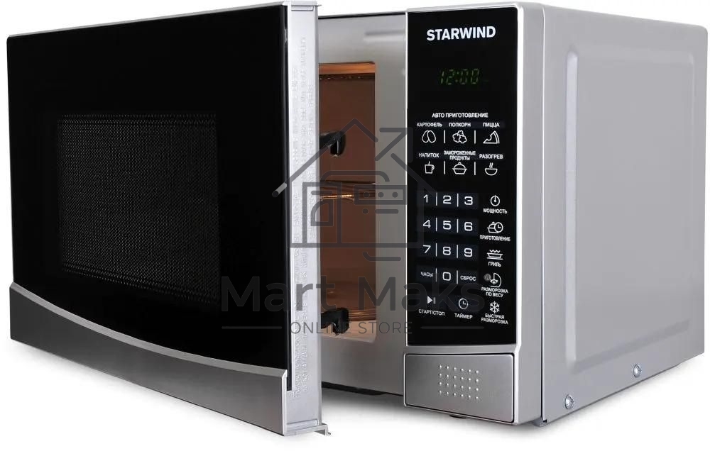 Микроволновая печь Starwind SMW2820 серебристый/черный, 20 л, 700 Вт, переключатели - сенсор