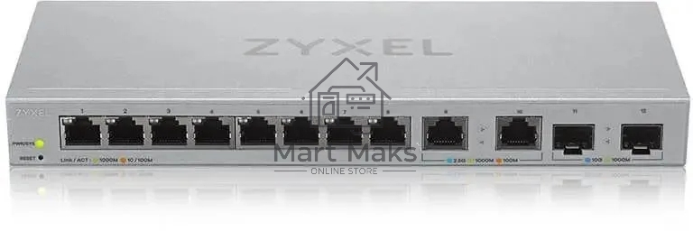 Коммутатор ZyXEL XGS1210-12, 8×1 Гбит/с + 2×2.5 Гбит/с + 2×SFP+, управляемый