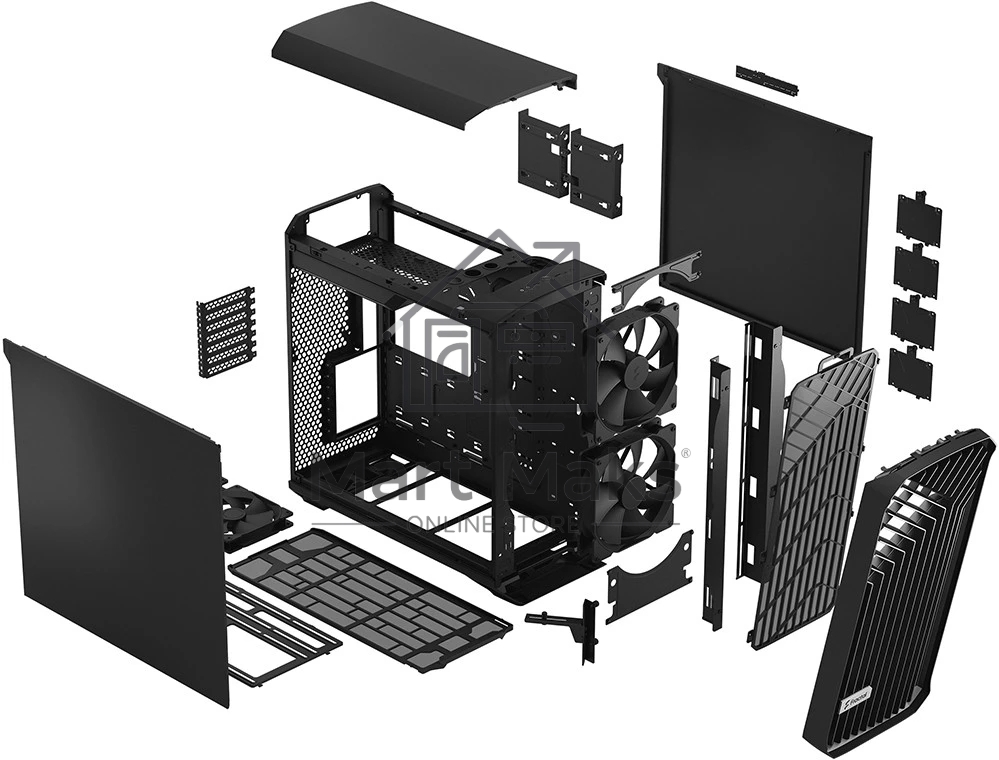 Корпус Fractal Design Torrent Black Solid / E-ATX, 2x3.5, 4x2.5, 7xPCI, 1xUSB-C, 2xUSB3.0 / 2x180mm, 3x140mm fans inc. / FD-C-TOR1A-05