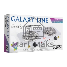 Плита настольная электрическая Galaxy Line GL 3004 белый, 2 кВт, ТЭН, конфорки - 2, эмаль, поворотные переключатели