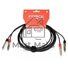 Кабель аудио FORCE FLC-20/32xRCA (M) - 2xRCA (M), стерео, используется для подключения бытовых и DJ аудио устройств к микшерам, диаметр 4,8 мм, металлические разъемы, длина 3 м
