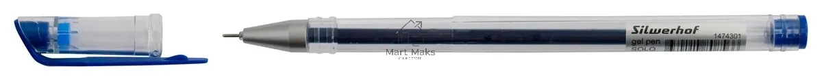 Ручка гелевая Silwerhof Solo, d=0.5мм, синие чернила, сменный стержень, игловидный пишущий наконечник, линия 0.3мм
