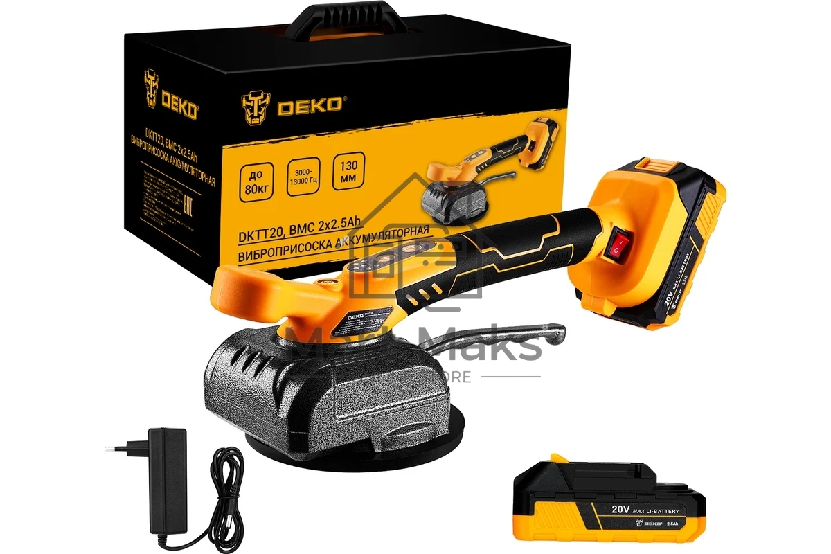 Виброприсоска Deko DKTT20 (085-1133) в кейсе, 20В, 2x2.5А·ч, 3000-13000 об/мин
