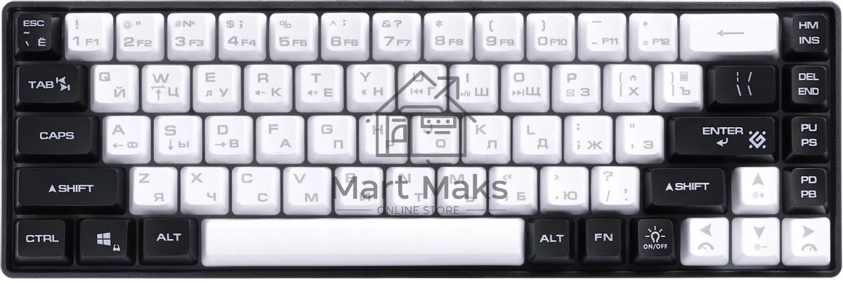 Игровая клавиатура проводная Defender Aris GK-349 RU,бел/черн,68кн+FN,радуж,1.5м