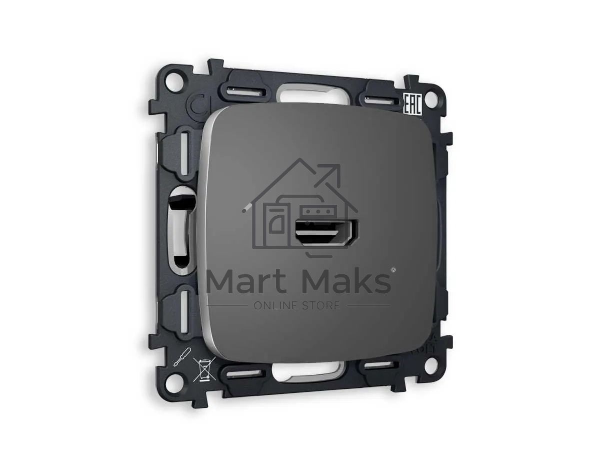 Комплект механизма розетки HDMI 2.0 OMEGA Антрацит серый 40V/500mA 2.0GHz 5-18Gbit/s QUANT (OP6640, VM222) MO664010