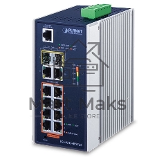 Коммутатор PLANET IGS-4215-8P2T2S, 8×1 Гбит/с PoE + 2×1 Гбит/с + 2×1 Гбит/с SFP, управляемый