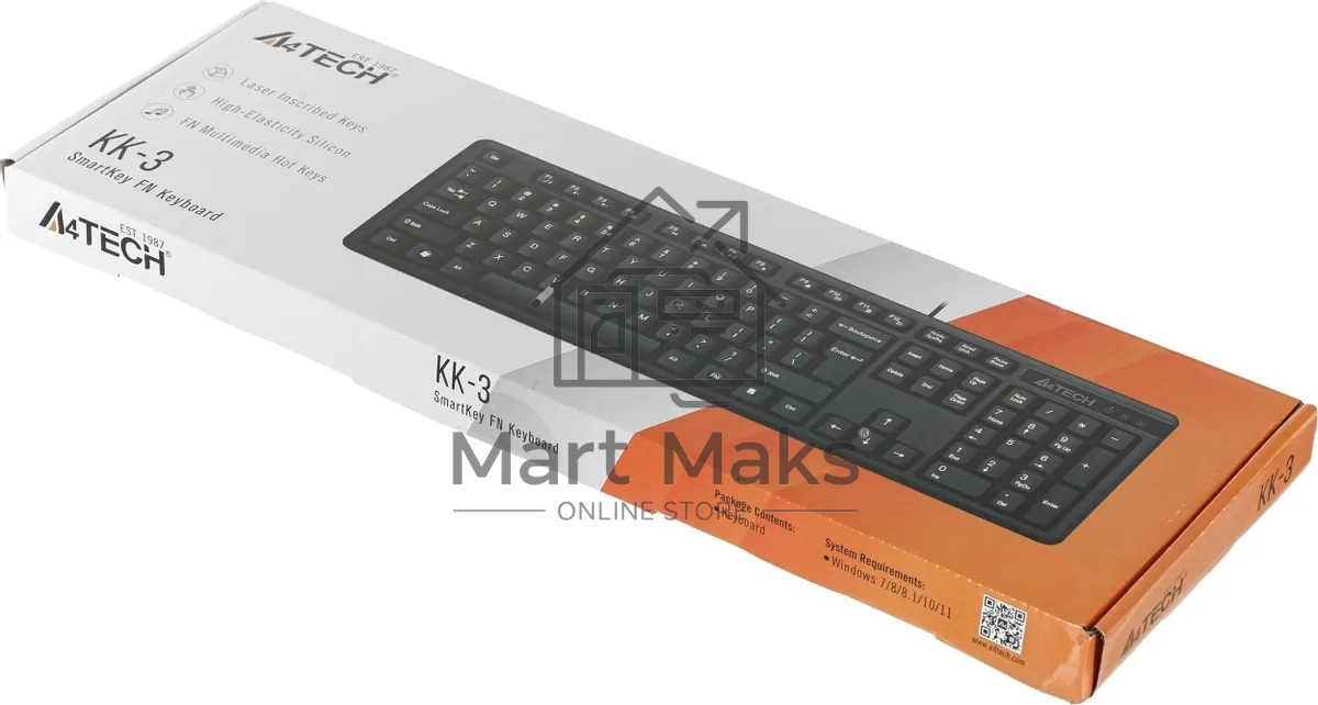 Клавиатура A4Tech KR-3 проводная, USB, черный