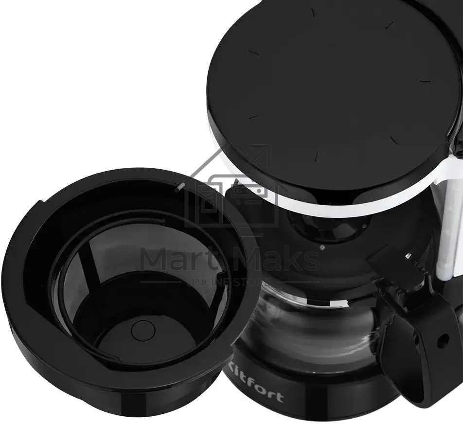 Кофеварка капельная Kitfort КТ-7486 черный/белый, исп. кофе - молотый, 0.6 л, 550 Вт