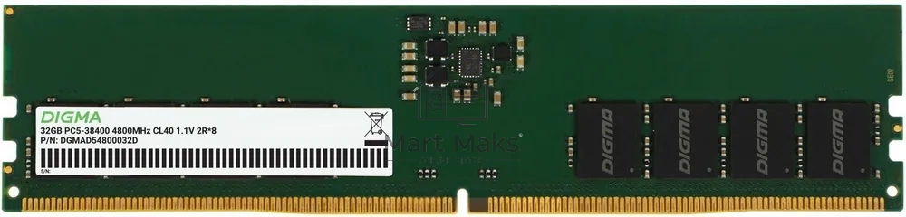 Оперативная память DDR5 32GB 4800MHz Digma DGMAS54800032D RTL PC5-38400 CL40 SO-DIMM 288-pin 1.1В dual rank Ret