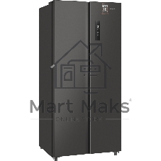 Холодильник Weissgauff WSBS 500 Inverter NoFrost Dark Grey двухкамерный 270/180л морозилка слева, No Frost, Side by Side