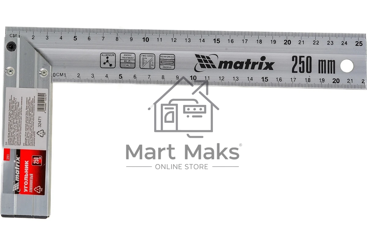 Угольник MATRIX 32471 250мм алюминиевый литой