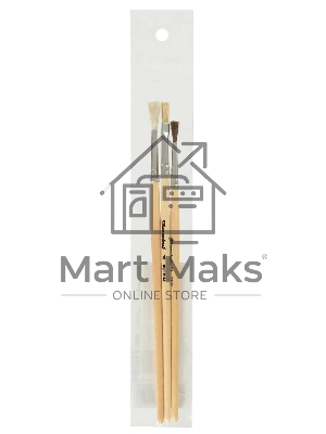 Набор кистей Silwerhof 980055 (набор 3шт) пони круглая №2 / коза круглая №3 / щетина плоская №4, деревянная ручка