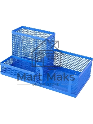 Подставка Deli E9154 3 отделения для письменных принадлежностей, 80x80x90мм, ассорти, металл, сетка