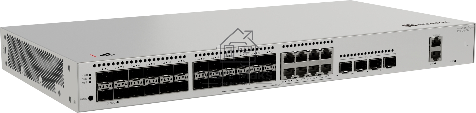 Коммутатор Huawei S310-24ST4X, 24×1 Гбит/с SFP (8×Combo RJ45/SFP) + 4×10 Гбит/с SFP+, управляемый
