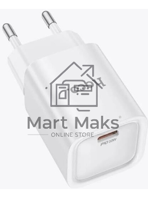 Сетевое зарядное устройство HOCO (6942007630306) C148A 1Type-C PD 30W быстрая зарядка, белый