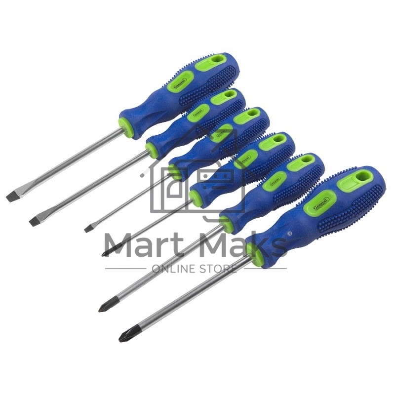Набор отверток 6 шт. (3хSL, 3хPH), (карт. коробка), CR-V, G-Tec, General