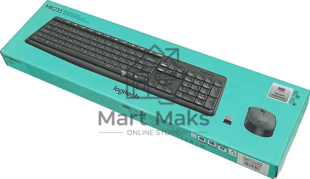 Клавиатура + мышь Logitech MK235 клав:черный мышь:черный USB беспроводная