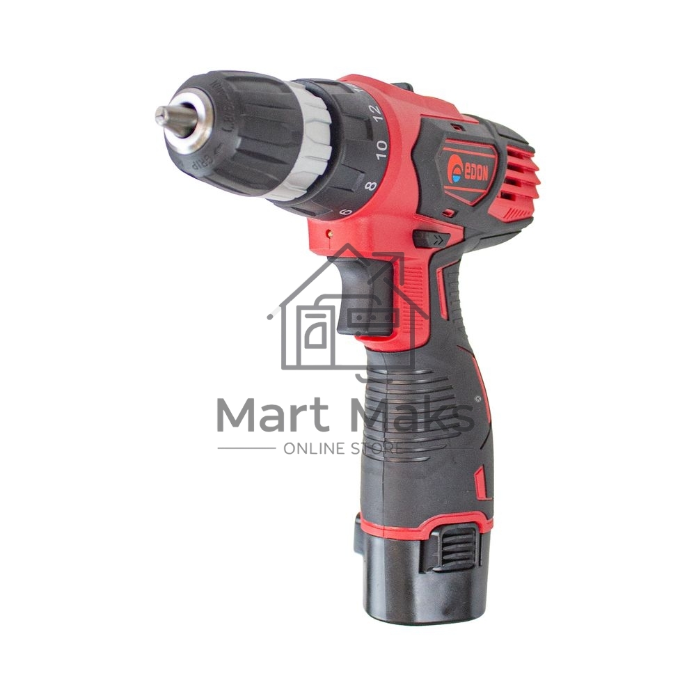 Дрель-шуруповерт аккумуляторная Edon AD-12CA, 12В, 2 АКБ, Кейс