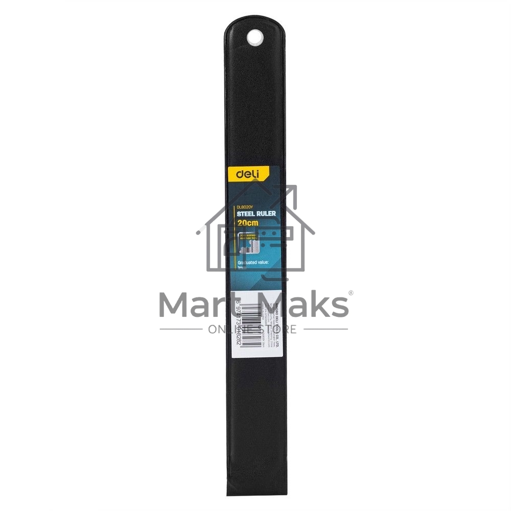 Линейка стальная Deli DL8020Y 200мм нержавеющая сталь