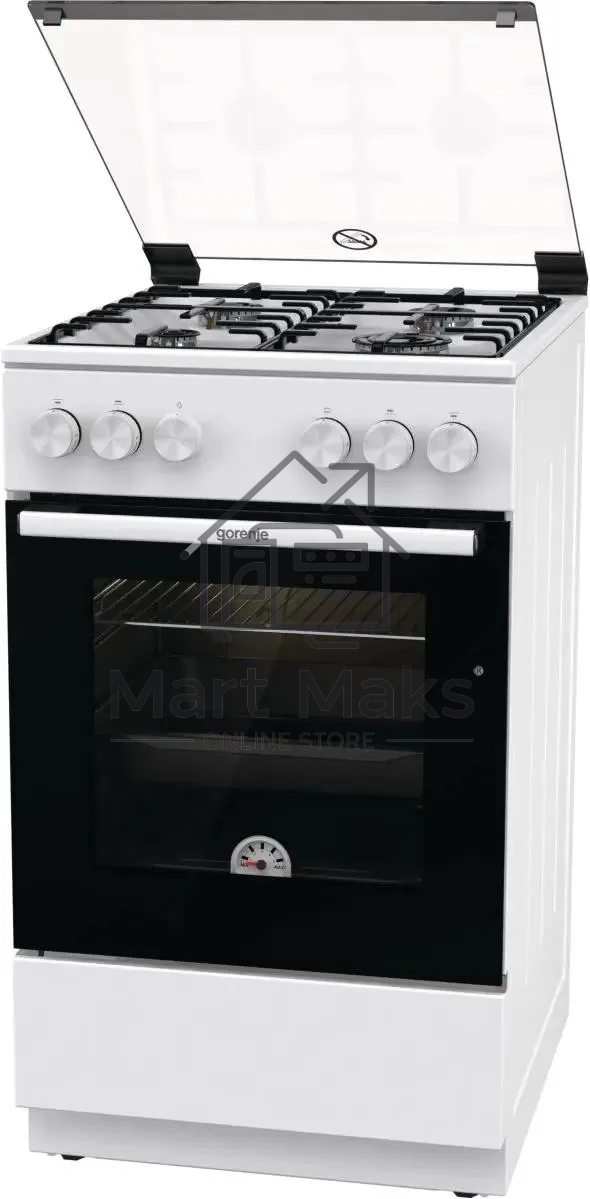 Плита газовая Gorenje GG5A10WH белый, конфорок 4 газовых, духовка 70 л, 50 см x 85 см x 59.4 см