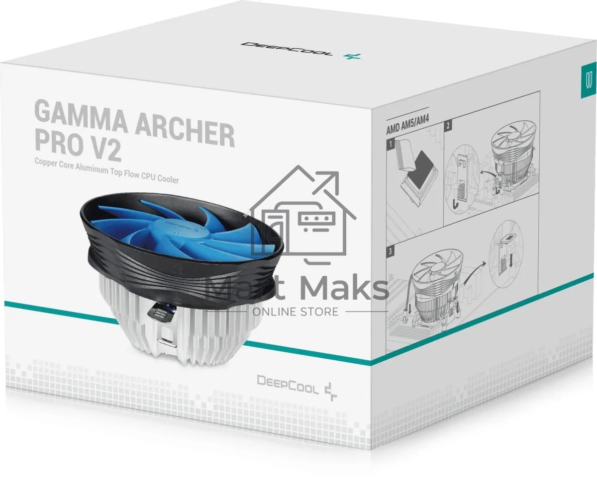 Кулер для процессора DEEPCOOL GAMMA ARCHER PRO V2 черный/синий, 120 мм, алюминий/медь, 1600 об/мин, 21 дБ, 4 pin, 110 Вт, 65.5 мм