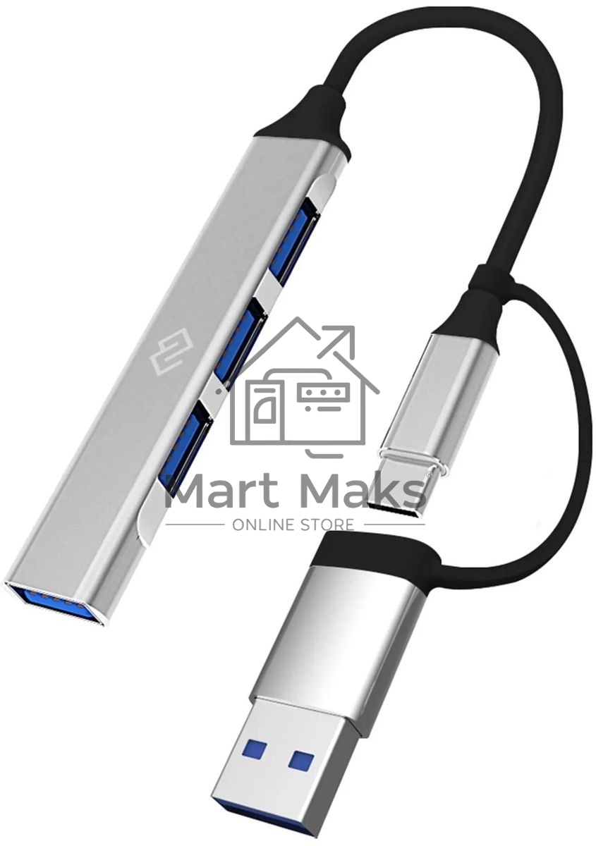 Разветвитель USB-C Digma DHUB-4USB-AC-2.0 4порт. черный