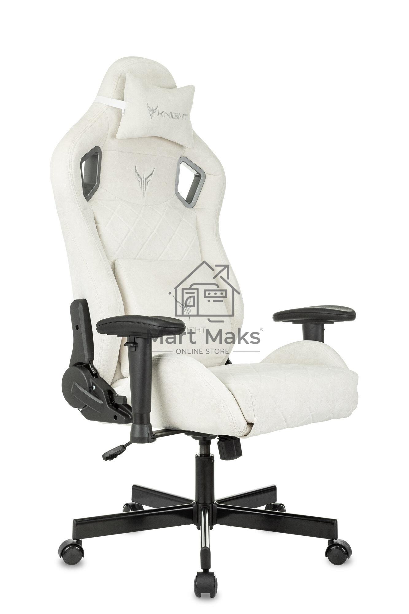 Кресло игровое Knight Outrider молочный Velvet 20 крестов. металл