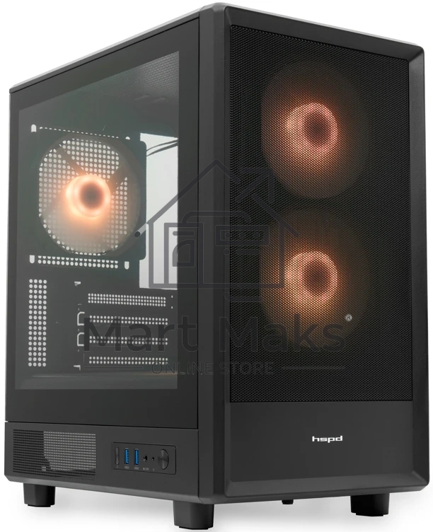 Компьютерный корпус HSPD M310, Mesh Mini-tower, черный, TG, 0.4 SPCC, 3x120мм ARGb mATX, mITX 180/280/160мм 1x2.5