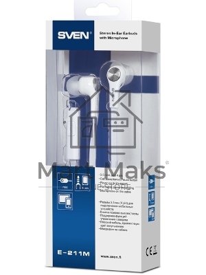 Проводные наушники Sven E-211M белый, внутриканальные, Jack 3.5 мм