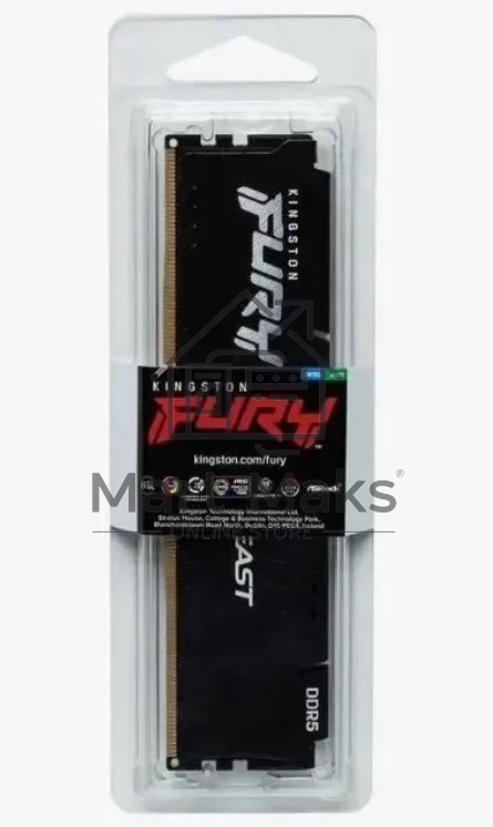 Оперативная память Kingston Fury Beast, DDR5, 8GB (1x8GB), 5600MHz, CL36, DIMM, с радиатором, черный