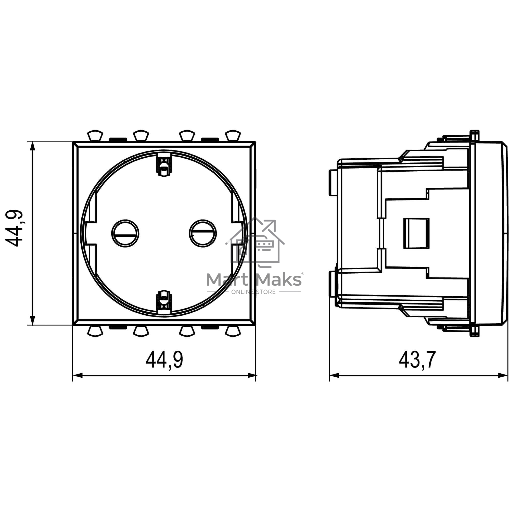 Розетка DKC Avanti 4404002 1-м 2 модуля, 