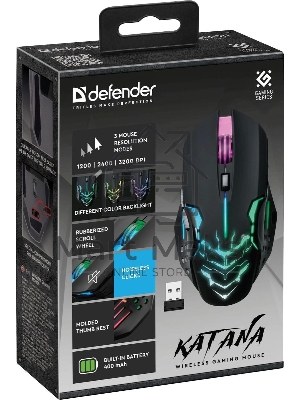 Мышь беспроводная Defender Katana GM-511 черный, 3200 dpi, радиоканал, USB, кнопки - 6