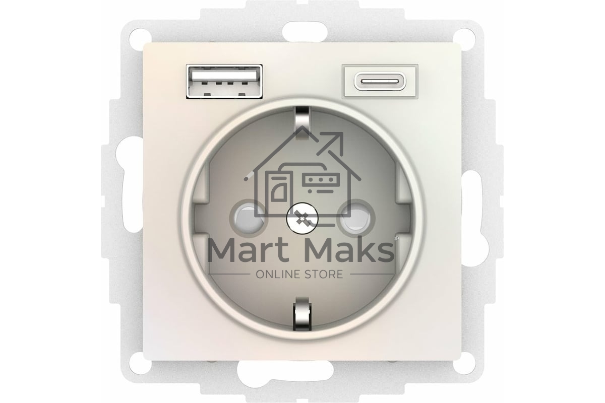 Розетка 16А с USB A+C (5В/2,4А/3 А, 2х5В/1,5А), мех SE AtlasDesign жемчуг