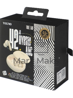Наушники беспроводные TECNO True 1 TU01 Air Creamy белый
