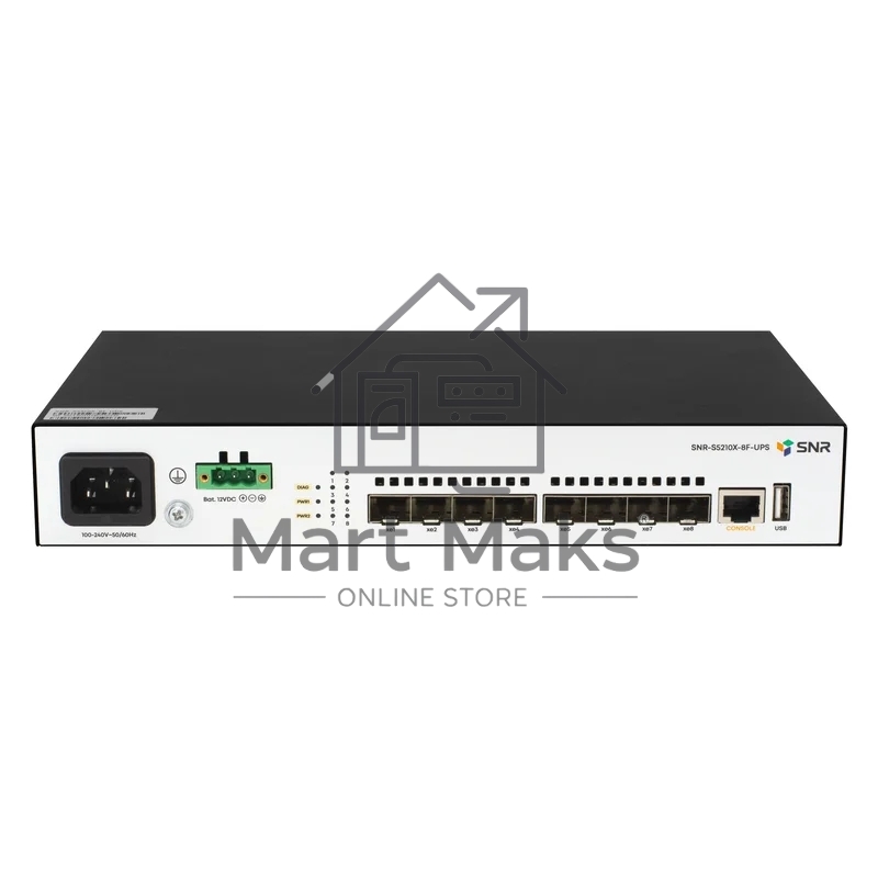 Коммутатор SNR SNR-S5210X-8F-UPS, 8×10 Гбит/с SFP+, управляемый