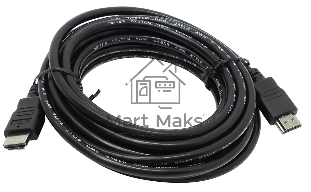 Кабель HDMI / DVI 5bites Кабель 5bites APC-005-050 HDMI M / HDMI M V1.4b, высокоскоростной, ethernet+3D, 5м.