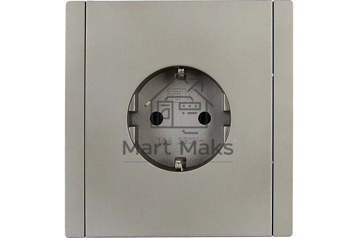 Розетка IEK FORTE&PIANO FP514 1-местная с заземлением без защитных шторок безвинтовое крепление 16А сталь