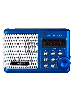 Радиоприемник Perfeo мини-аудио Sound Ranger, FM MP3 USB microSD In/Out ридер, BL-5C 1000mAh, синий (PF-SV922BLU)