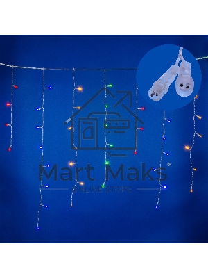 Бахрома светодиодная с эффектом мерцания 2м Соединяемая 100 светодиодов Разноцветный свет Провод прозрачный ULD-B2007-100/TTK MULTI IP44