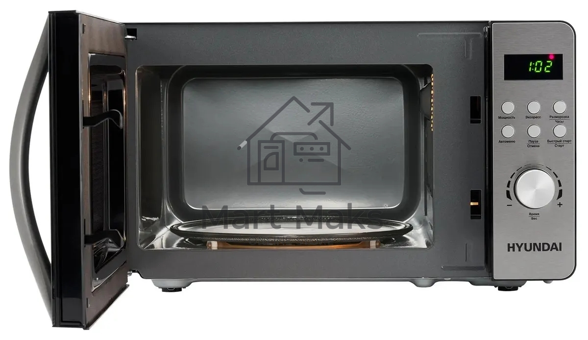 Микроволновая печь Hyundai HYM-D2074 черный/серебристый, 20 л, 700 Вт, переключатели - кнопки/поворотный механизм