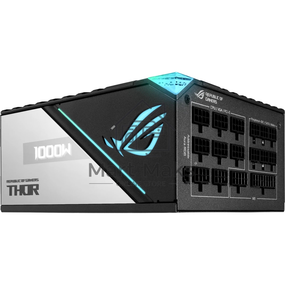 Блок питания ASUS ROG-THOR-1000P2-GAMING (90YE00L4-B0NA00). 1000Вт, 80 PLUS Platinum, 135мм, модульный, комбинирован серый и черный