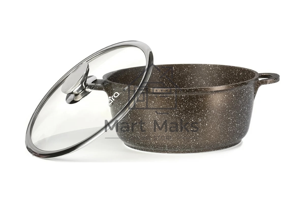 Кастрюля LARA LR02-205 серия Rio CHOCO 26х11,5см, 5 л, мрамор, капсулированное, индукц. дно, крышка