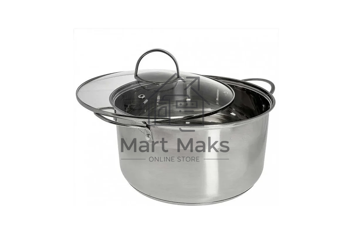 Кастрюля WEBBER BE-350/2 6,1 л, 24 см, из нержавеющей стали со стеклянной крышкой
