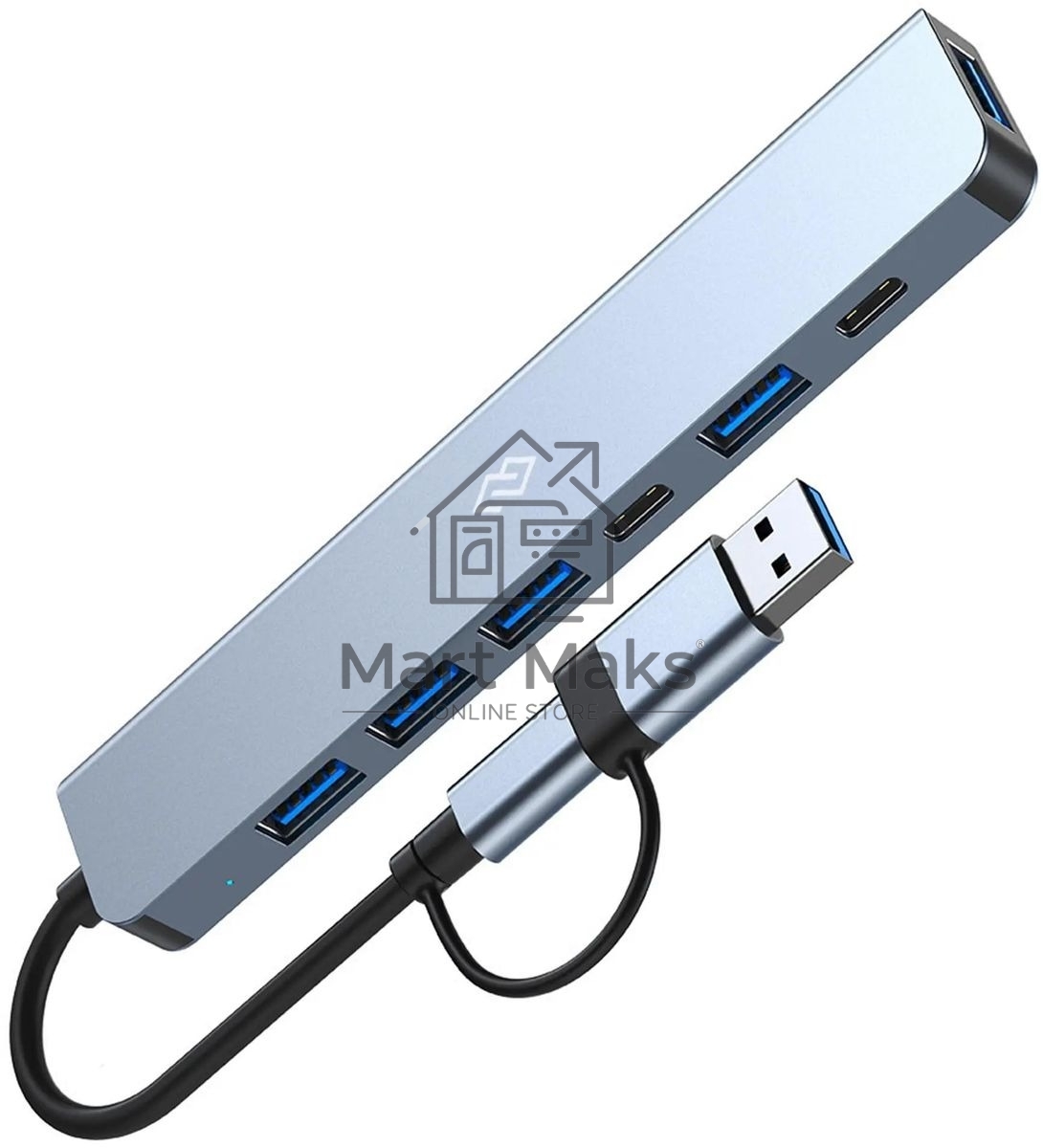Разветвитель USB-C Digma DHUB-7USB-AC-3.0 7порт. серебристый