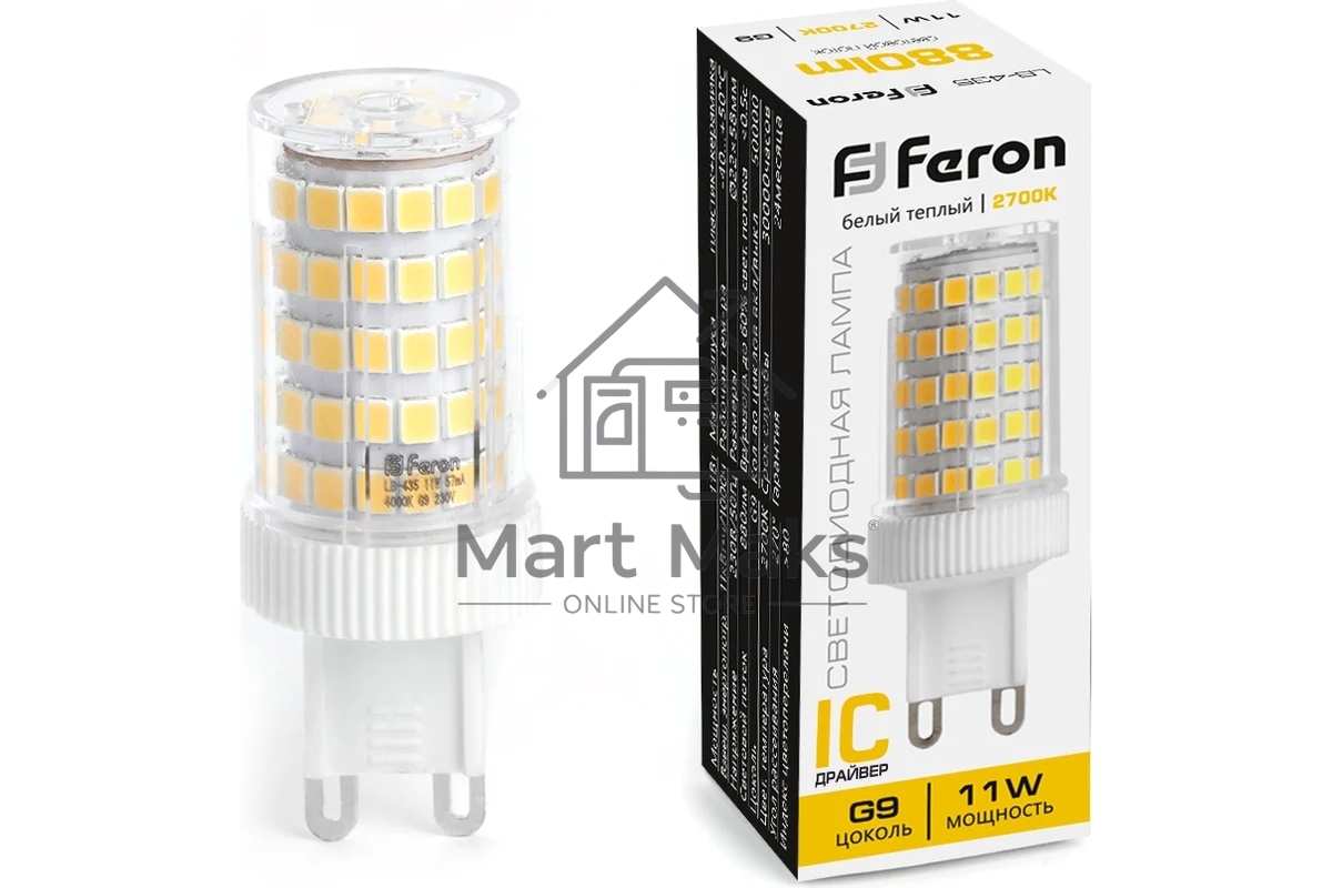 Лампа светодиодная FERON LB-435 (38149) 11 вт 230в G9 теплый капсульная